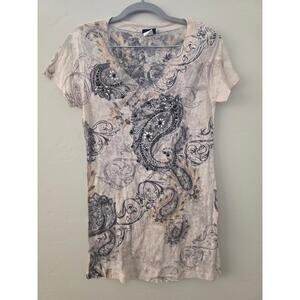 Daytrip Paisley Rhinestone Tee Y2K Bling Top Western Glam Size L